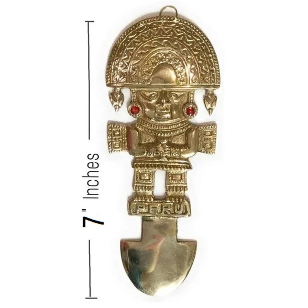 Vintage Metal Tumi, Inca God Deity, Peruvian Inca Ritual, Wall Plaque
